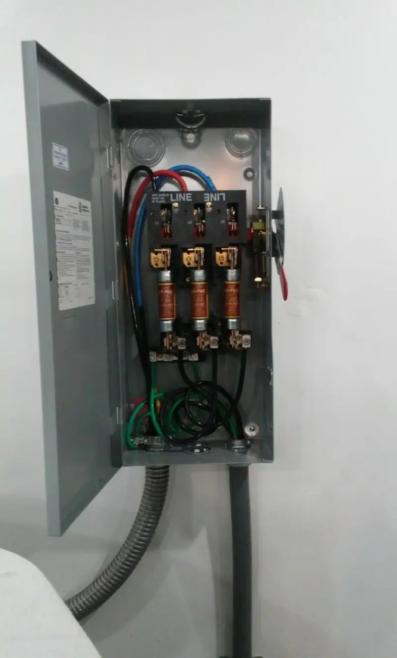 Three-phase disconnect switch installed for Electrical Wiring & Rewiring in Grimes